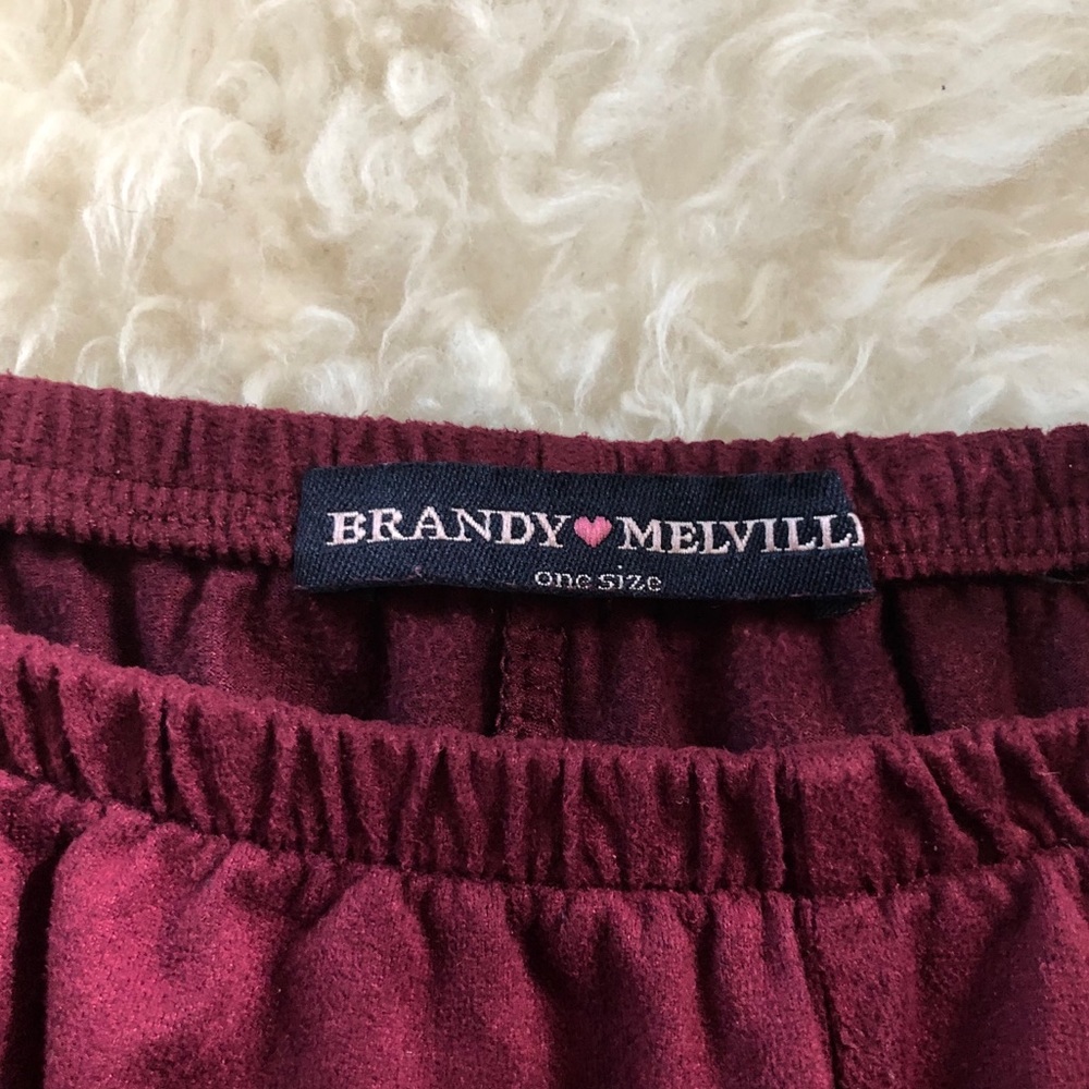 Brandy Melville Burgundy Suede Skater Skirt - Picture 4 of 6